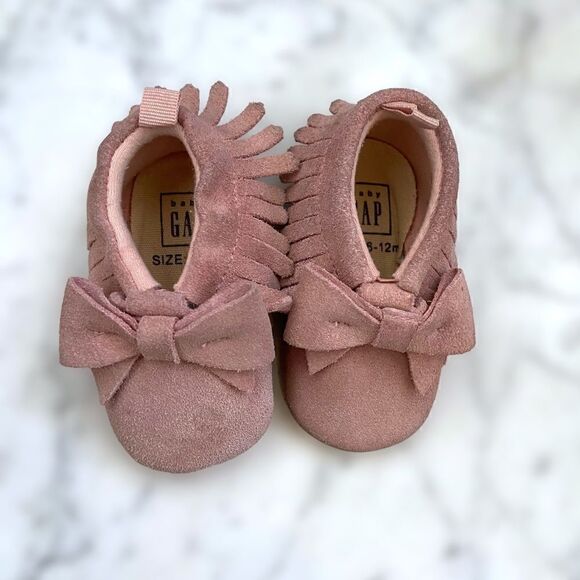 Baby Gap Pink Suede Crib Shoes 6-12 Months - Picture 7 of 13